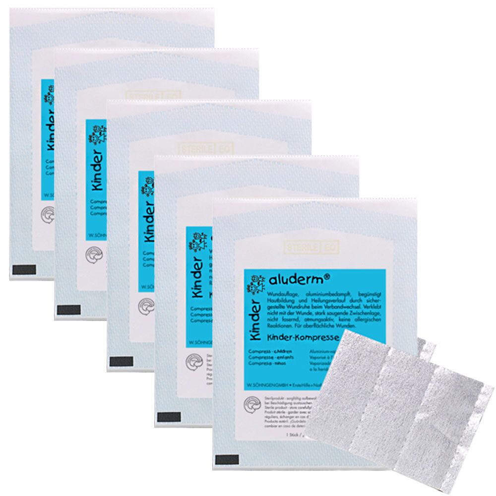 5x Aluderm Kinder Kompressen 6x8 cm 5x1 St