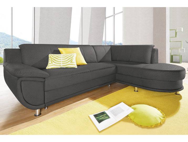 Ecksofa, 265x190 cm, Softlux-Kunstleder, Anthrazit, Mit Bettfunktion, Klassisch