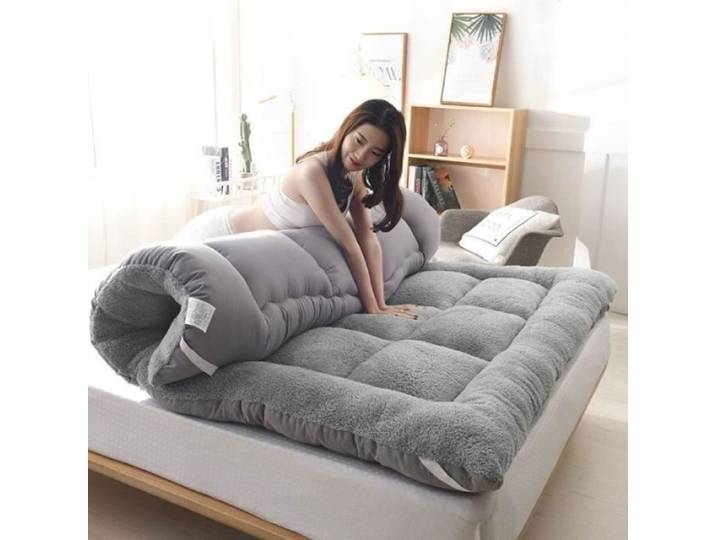 Matelas Futon épaissir de Sol 100x200 cm Tatami Japonais Matelas de Couchage Pliable Lit d'oreiller de Chaise Longue au Sol Gris