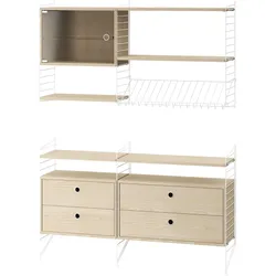 Wohnkombination Sideboard/Wandregal Weiß Esche