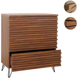 Kommode HWC-M49, Sideboard Schrank Highboard, 3D-Design 3 Schubladen MDF Metall 94x80x45cm ~ Walnuss-Optik