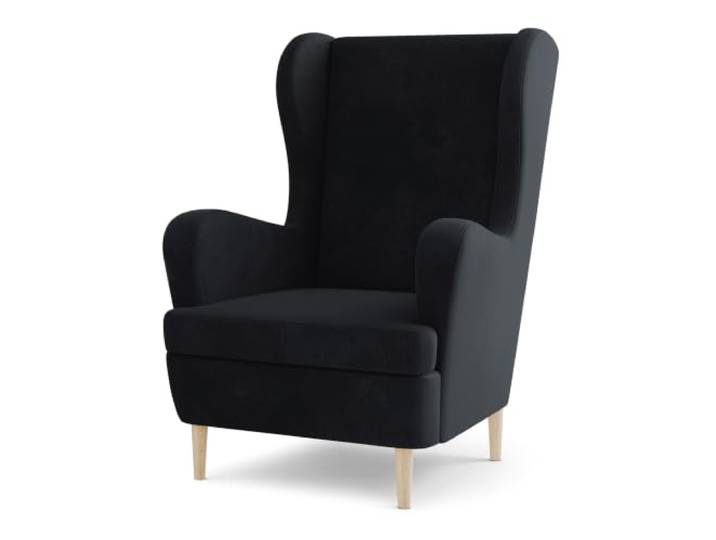 Masseno Ohrensessel VOGERA, Lounge Sessel im Modern Stil mit Armlehnen, Komfort Polsterstuhl für Esszimmer, Wohnzimmer, Bein aus Holz, Monolith 95
