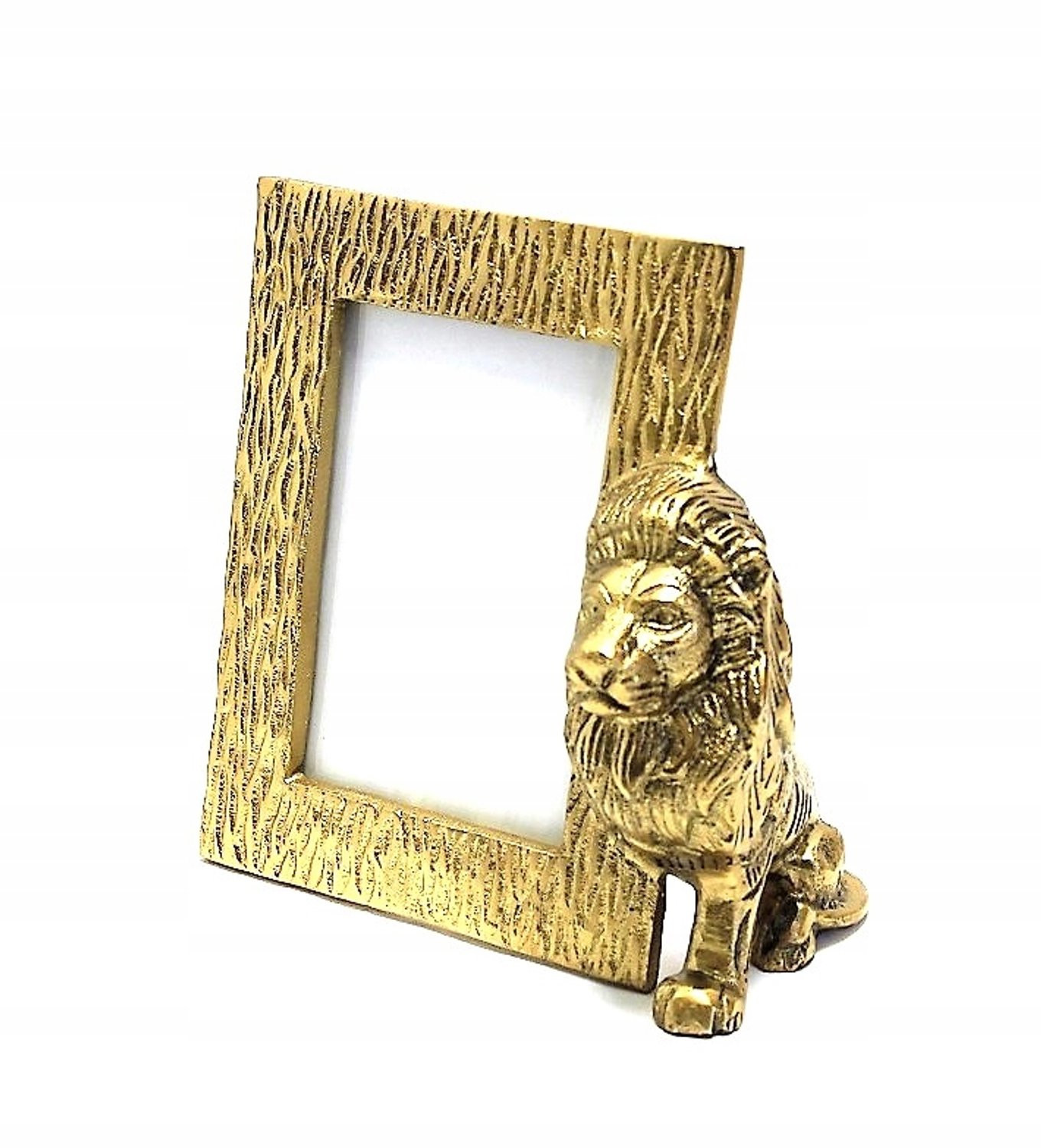 Gouden metalen fotolijst met leeuw decoratie