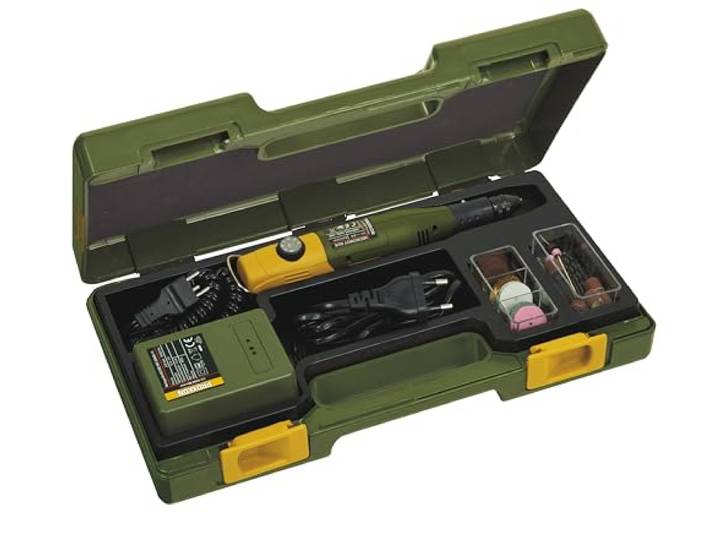 Proxxon Micromot 60/EF (longueur 220 mm\, poids 230 g\, puissance 40 W\, tension 12-18 V\, avec bloc d'alimentation et 43 outils\, perceuse manuelle\, ponceuse\, fraiseuse) 28514