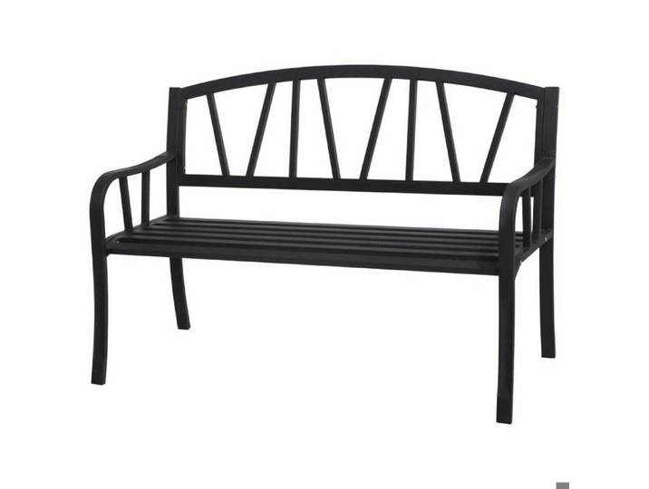Banc de jardin 3 places acier traité époxy ALVERNIA noir - Hespéride
