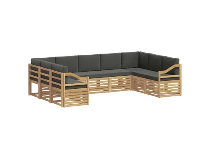 PUGYNBK Wohnzimmer-Set für den Außenbereich, 9-teilig, Akazie Modular, anthrazit, Garten-Terrasse, witterungsbeständig