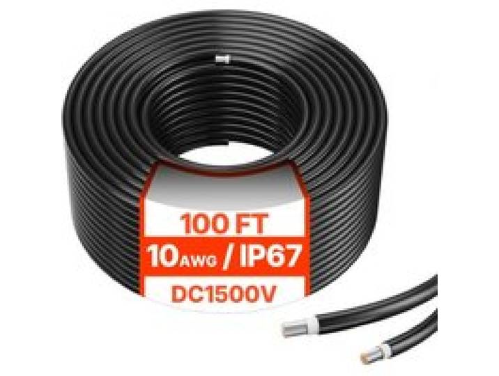 VEVOR 30,48m Solarkabel, Solarpanel-Kabel, 10AWG Solar-Verlängerungskabel, IP67 wasserdichtes PV-Kabel für Solarmodule zu Hause, -40 bis 105℃, auf Schiffen und in Wohnmobilen, schwarz