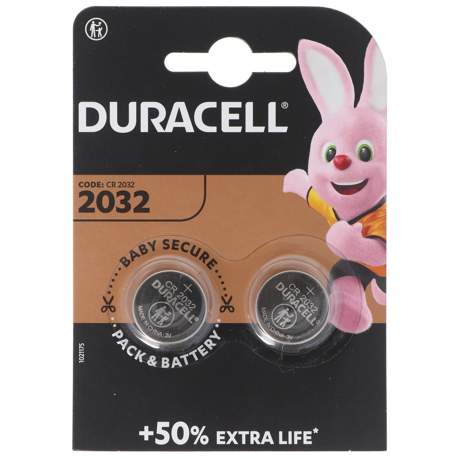 Duracell Lithium knoopcel batterij CR2032, 3V, 2 stuks