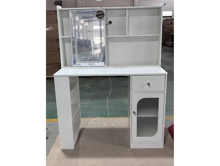 HOMCOM Coiffeuse Blanche Miroir LED Coulissant Tiroir Maquillage
