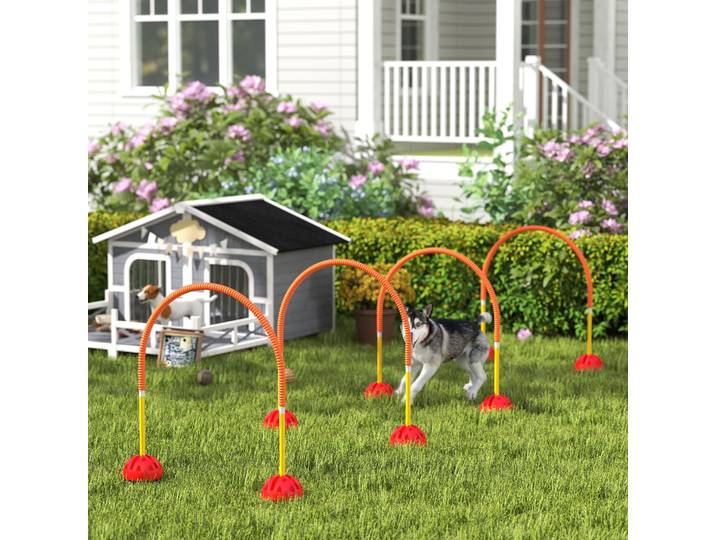 PawHut Kit Agilité Chien avec 4 Portes Réglables + Sac Transport