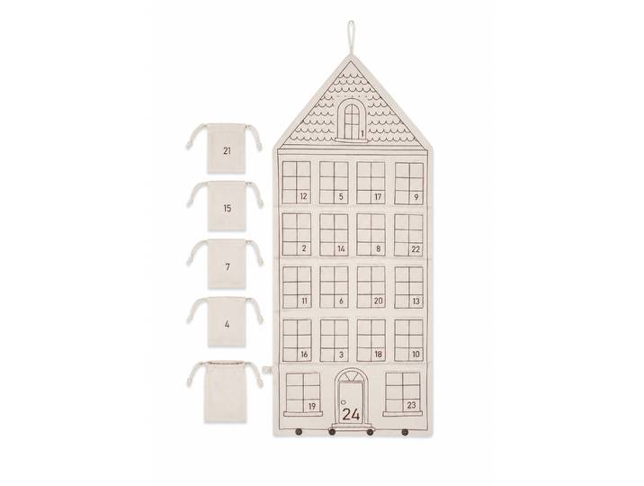 Adventskalender HOMSY BY ANA JOHNSON Jolsy, Haus Weihnachten ca.50x120cm, für Türen, aber auch als Wanddeko , beige, B:50cm H:120cm T:1,5cm, Polyester, Adventskalender, Adventskalender, für Geschenke, Gutscheine, Süssigkeiten und andere Überraschungen