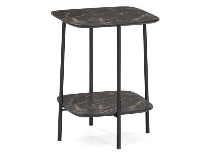 LebensWohnArt Beistelltisch Design Beistelltisch MARMOL 55cm schwarz moderne Marmor-Optik