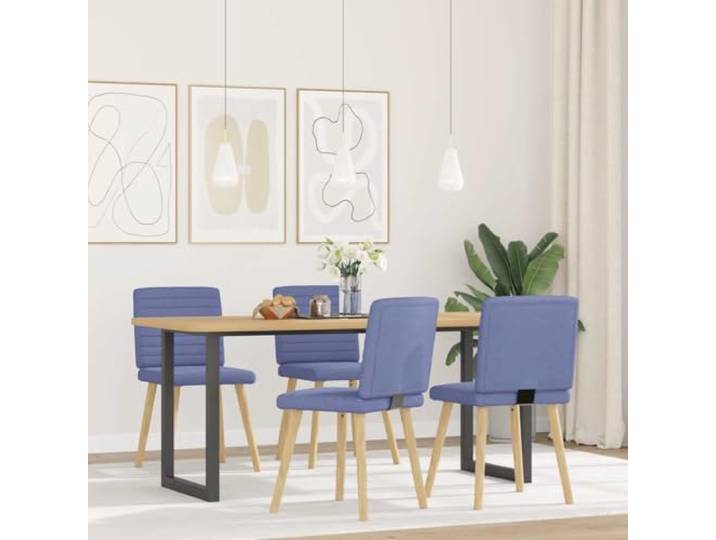 HKLGBVCR Esszimmerstühle, Jeansblau, 4 Stück Weiches Polyester, Rahmen aus Metall und Holz, dicker Schaumstoff, Esszimmer, Wohnzimmer, Gästezimmer