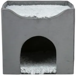 Trixie Katzenhaus Harvey Grau-Weiss / Schwarz (Hund, Katze), Hundebett + Katzenbett