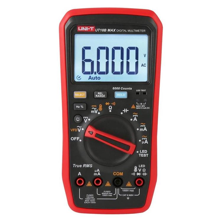 Uni-T True RMS UT18B MAX Digital Multimeter (CAT III 600V, Hand-Multimeter) (UT18B MAX)