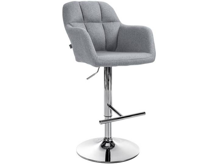 CLP Barhocker Stoff grau, Grau, 57x97x59 cm, Esszimmer, Barmöbel, Barhocker