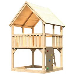 Akubi Kinderspielturm Luis inkl. Kletterwand naturbelassen