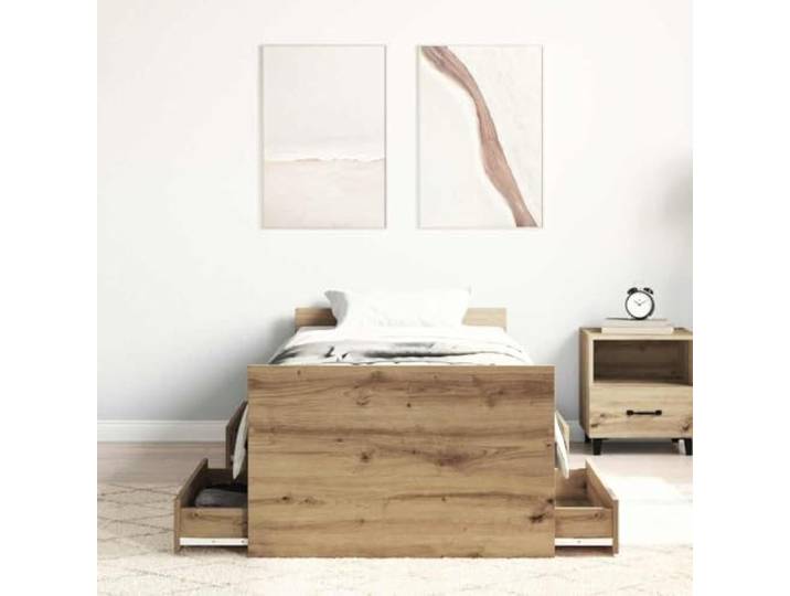 KTHLBRH Bettgestell Eiche Handwerk 193 x 78 x 50 cm Technisches Holz, Stauraum, minimalistisches Design, einfache Montage