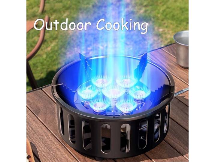 Réchaud de Camping à 7 cœurs, 21000W, haute puissance, feu fort, brûleur à gaz touristique Portable, coupe-vent, allumage électronique, équipement de Camping