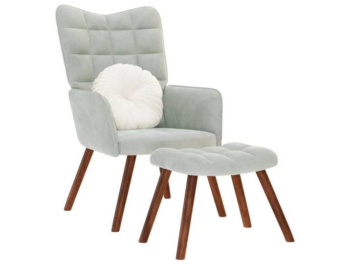 vidaXL Relaxsessel, Relaxsessel mit Hocker Hellgrau Samt