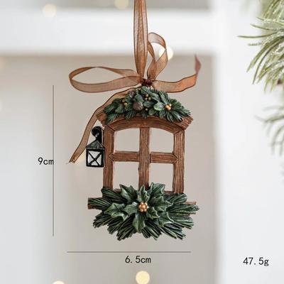 Uplift Treasures Retro 3D Christmas Tree Bell Resin Ornament window