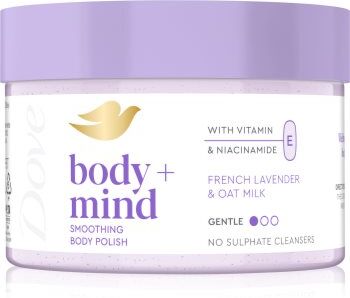 Dove Body+Mind French Lavender & Oat Milk peeling corporal 295 ml. Body+Mind French Lavender & Oat Milk