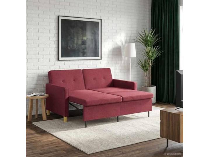 KGHERMDF Schlafsofa Ausziehbar Weinrot Stoff mit Verstellbarer Rückenlehne Ausziehbares Design, verstellbare Rückenlehne, klappbare Beine, weiche Kissen, platzsparend, vielseitig einsetzbar