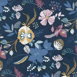 Serviette Flores 20tlg. Papier Blau-Lila