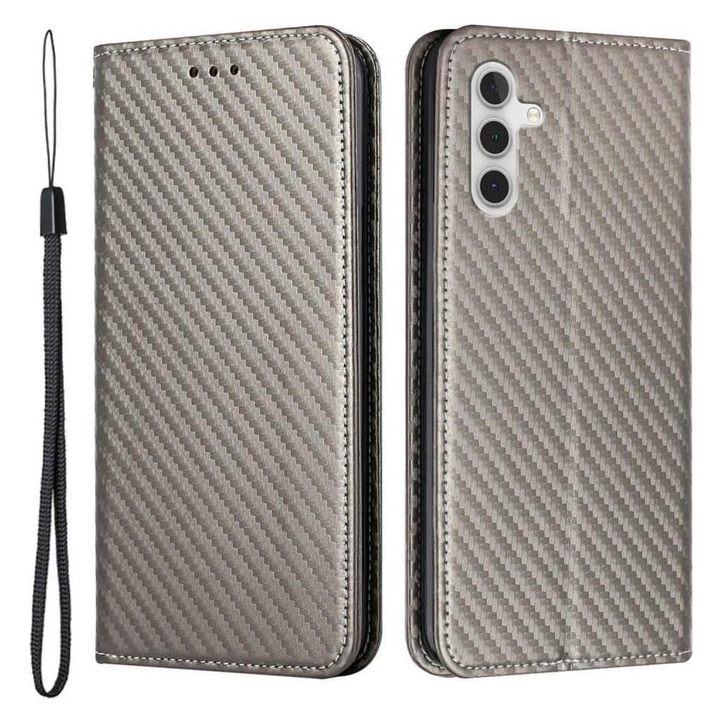 Cover-Discount Galaxy S23 FE - Carbon Look Flip Case grau (Samsung Galaxy S23 FE) (660149283D)