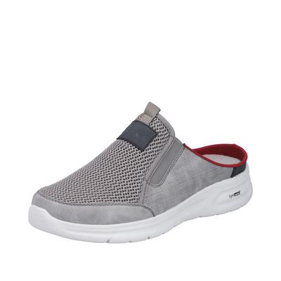 Clog RIEKER, Herren, Gr. 43, Textil, grau, Lederimitat, Textil, Schuhe Clog, Sommerschuh, Hausschuh, Schlupfschuh mit seitlichen Stretcheinsätzen