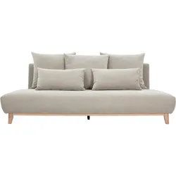 Sofa 3-Sitzer in beige Chenille-Stoff und hellem Holz L201 cm BASTILLE