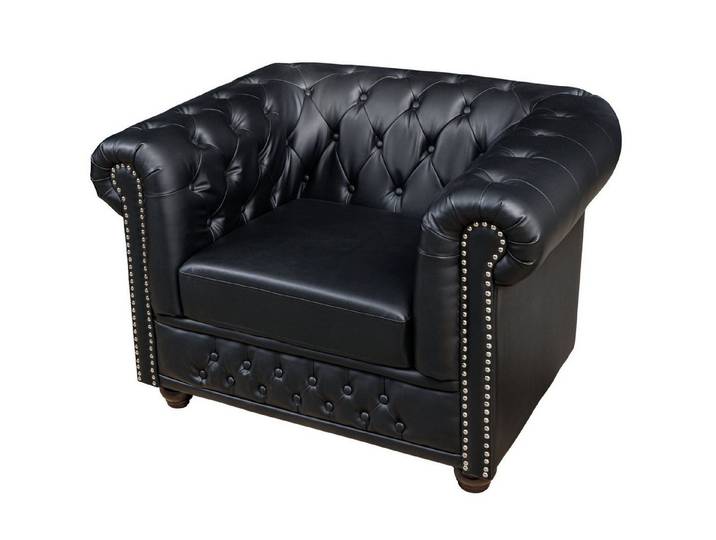 Licht-Erlebnisse Sessel RODRA, Sessel Chesterfield Kunstleder Schwarz Braun mit Armlehne B: 110 cm