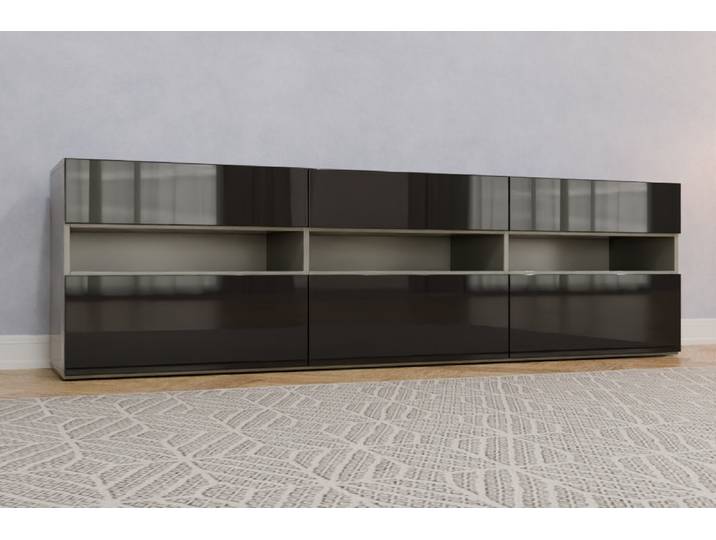 TV-Möbel nach Maß - RAL 9005 Tiefschwarz - 70x240x47cm - Individuell konfigurieren