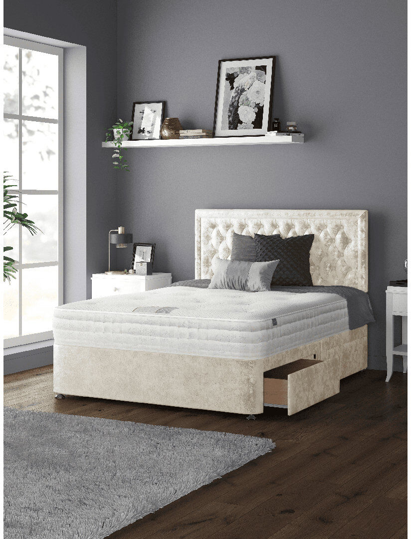 Rosdorf Park Fan Upholstered Drawers Bed Cream Kingsize (5')