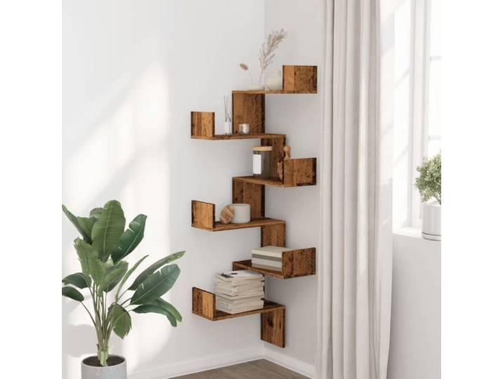 Elégant Armoire/Meuble Étagère d'angle murale - vieux bois - 45x45x147cm - bois d'ingénierie &5568034