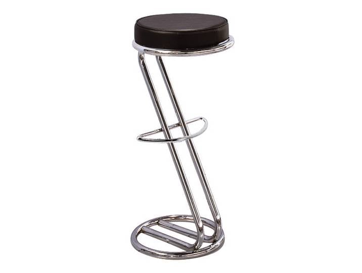 Tabouret Zeus imitation cuir, noir et chromé, 83 cm de hauteur