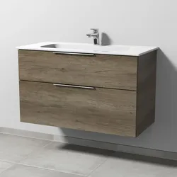 Sanipa 3way Waschtisch-Set mit Keramik-Waschtisch Design und Unterbau, Eiche-Nebraska, UM48137 UM48137