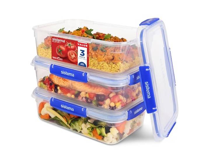 Sistema Klip It voedselopslagcontainers 2 liter (pak van 3), maaltijd- en voedselbereiding, magnetronbestendig, vriezerbestendig, vaatwasmachinebestendig, bpa-vrij ch257