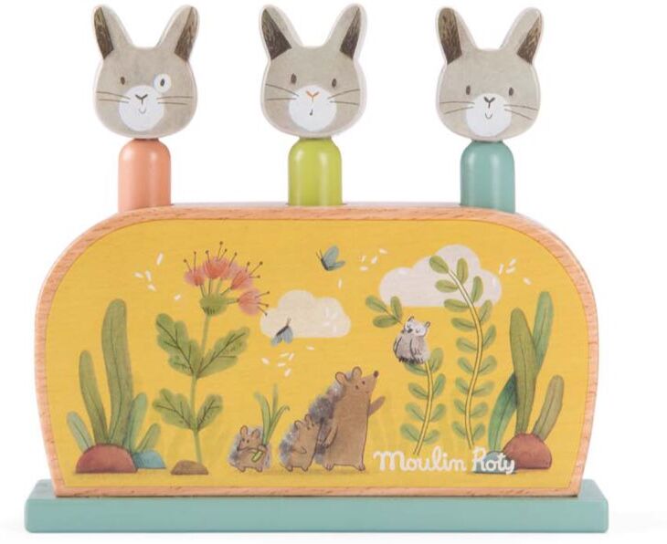 MOULIN ROTY Wooden Pop Up Toy Trois Petits Lapins jeu pop-up 12m+ 1 pcs