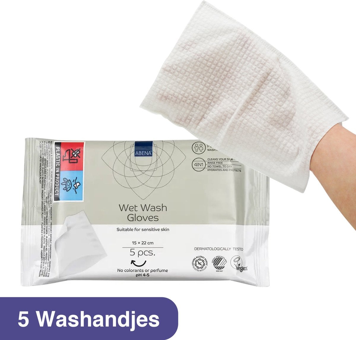 Abena Vochtige Washandjes Wegwerp Parfumvrij 5 stuks