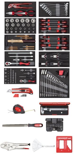 Gedore R21010002 Set d’outils 11x modules CT + divers outils 166 pièces ; Gedore Red (3301657)