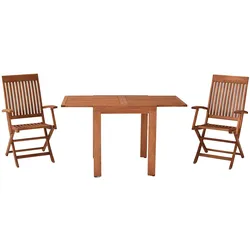 Merxx Comodoro Set 3tlg., 2 Klappsessel, 1 Balkonausziehtisch, Eukalyptus