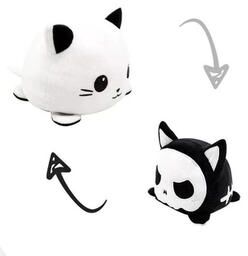 Playful Picks Super Cute Reversible Cartoon Cat Plushie White black