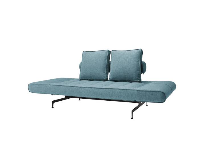 Schlafsofa Laser Legs Webstoff Blau Stoff Mixed Dance 210 x 68 x 90cm Modern