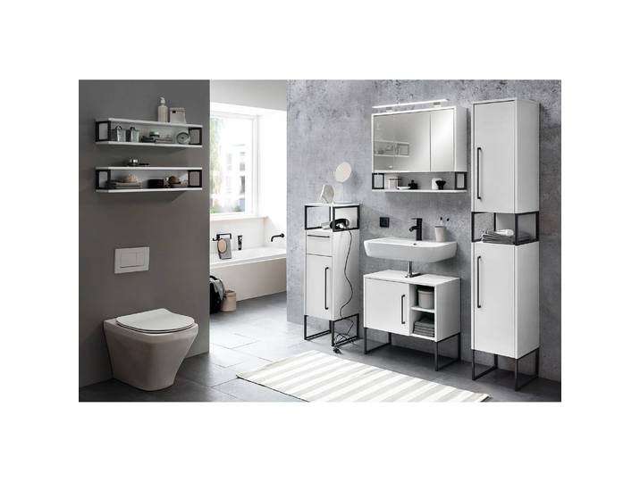 Meuble sous lavabo Limone 60 x 60 x 33cm Blanc/Blanc