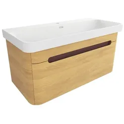 SAT Fusion Waschtisch mit Unterschrank 97,5x43x45 cm Honigeiche matt SATFUSION100DMMW