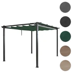 Aluminium Pergola HWC-N93, Gartenpavillon Pavillon Garten, stabiles 8cm-Gestell Schiebedach UV50+ 3x4m ~ grün