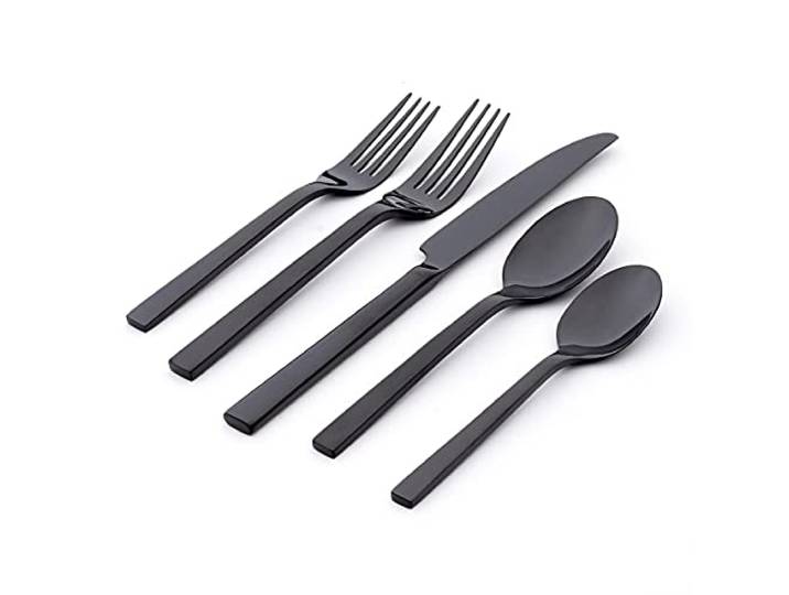 Oneida Chef's Table Besteck-Set, Schwarz, 20-teilig, für den täglichen Gebrauch, Service für 4, 18/0 Edelstahl, Besteck-Set