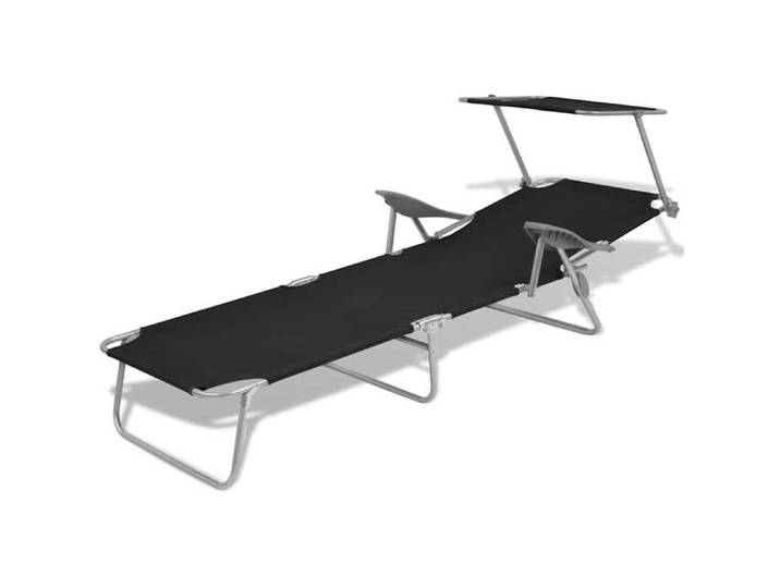 Soldes d'automne Noir Chaise/Meuble d'extérieur COCO - Chaise longue - avec auvent Acier - Noir - 2965776615607