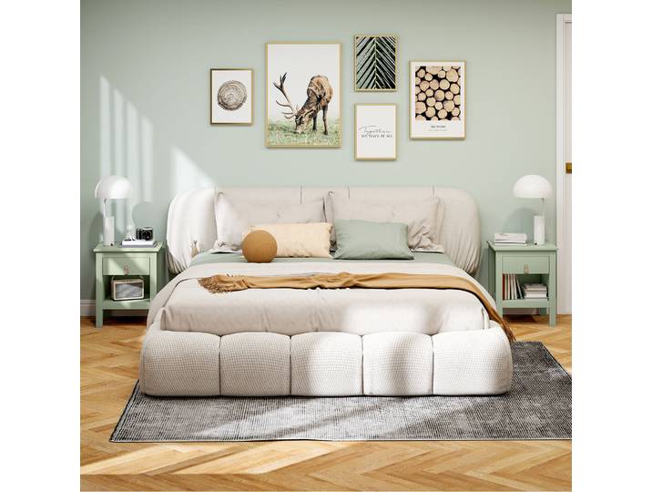 HOMCOM Lot 2 Tables de Chevet Vert avec Tiroir 45x40x55cm